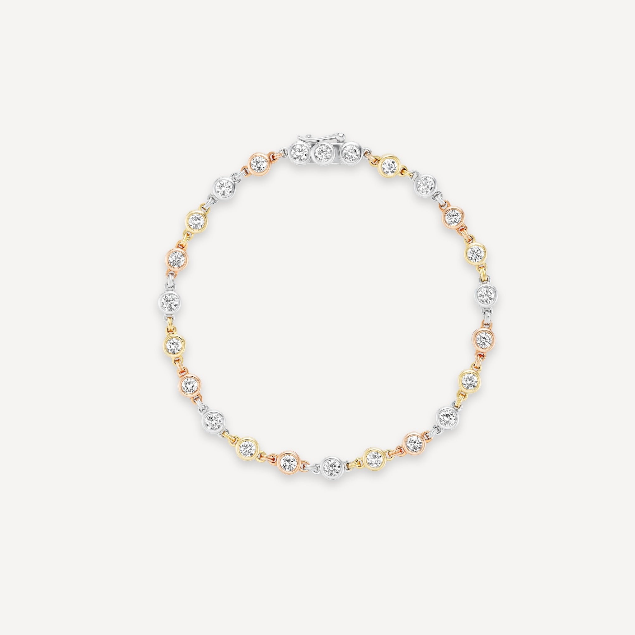 Three Gold Diamond Tennis Bracelet