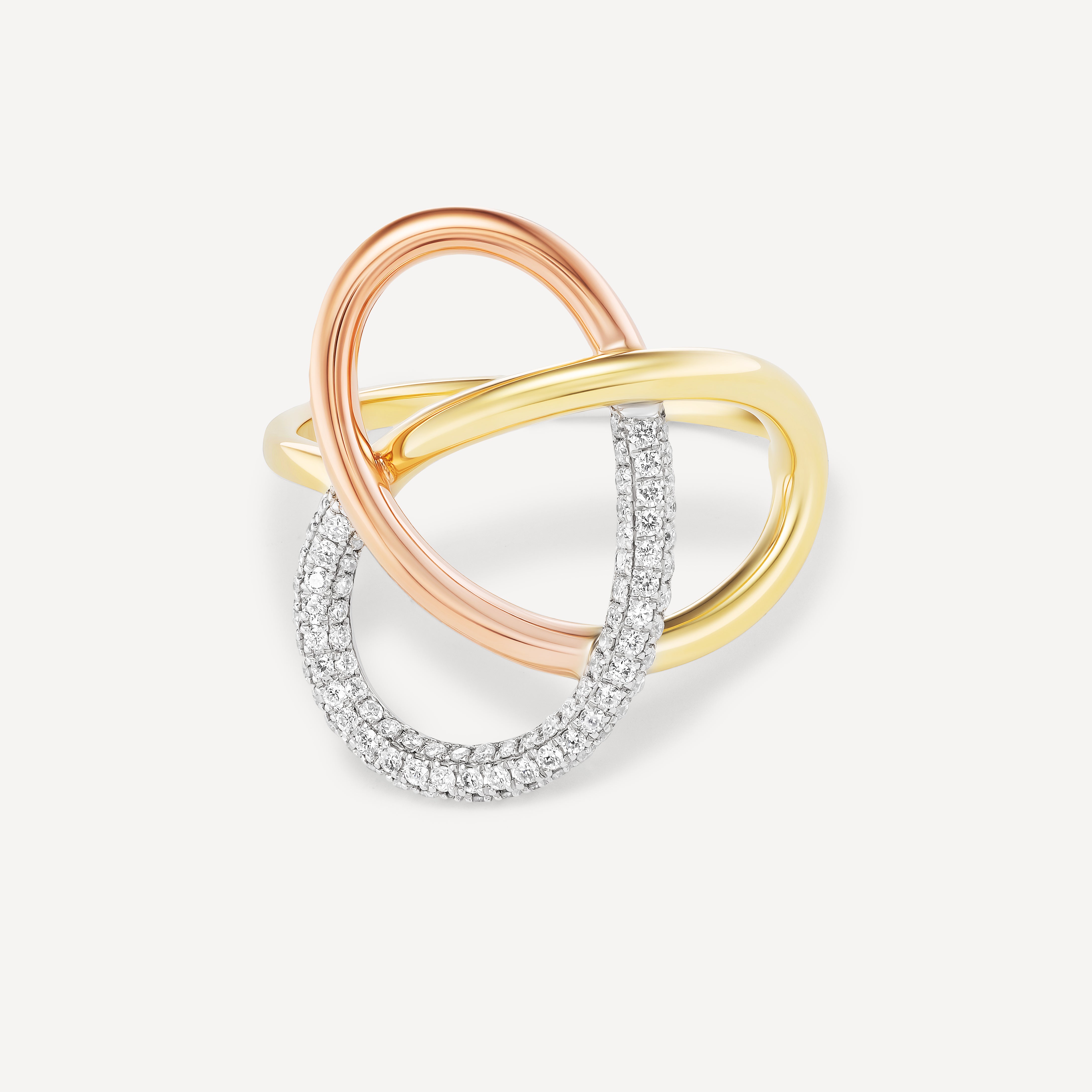 Small, 14K Three Gold w/ 1 Diamond Loop