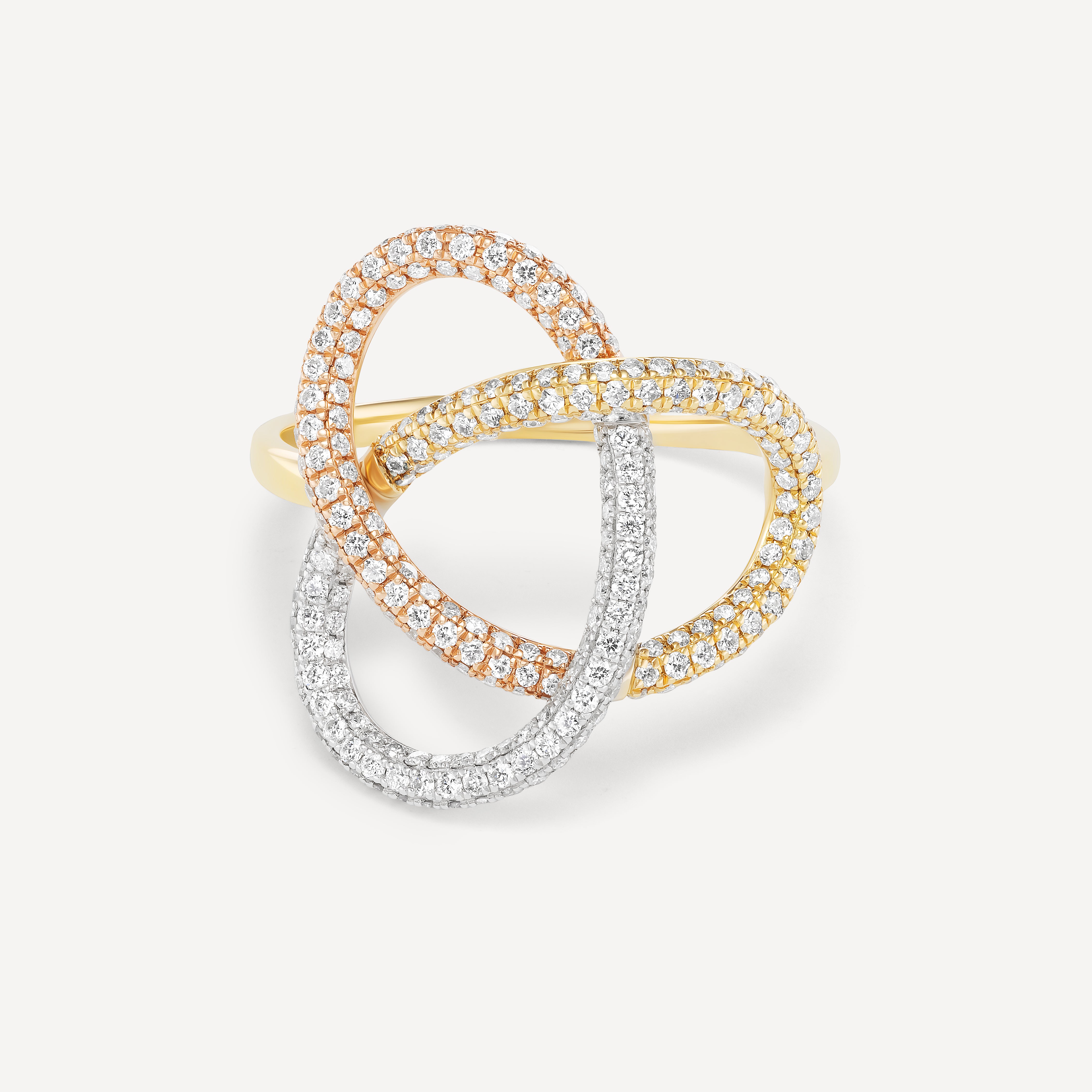 Small, 14K Three Gold w/ 3 Diamond Loops
