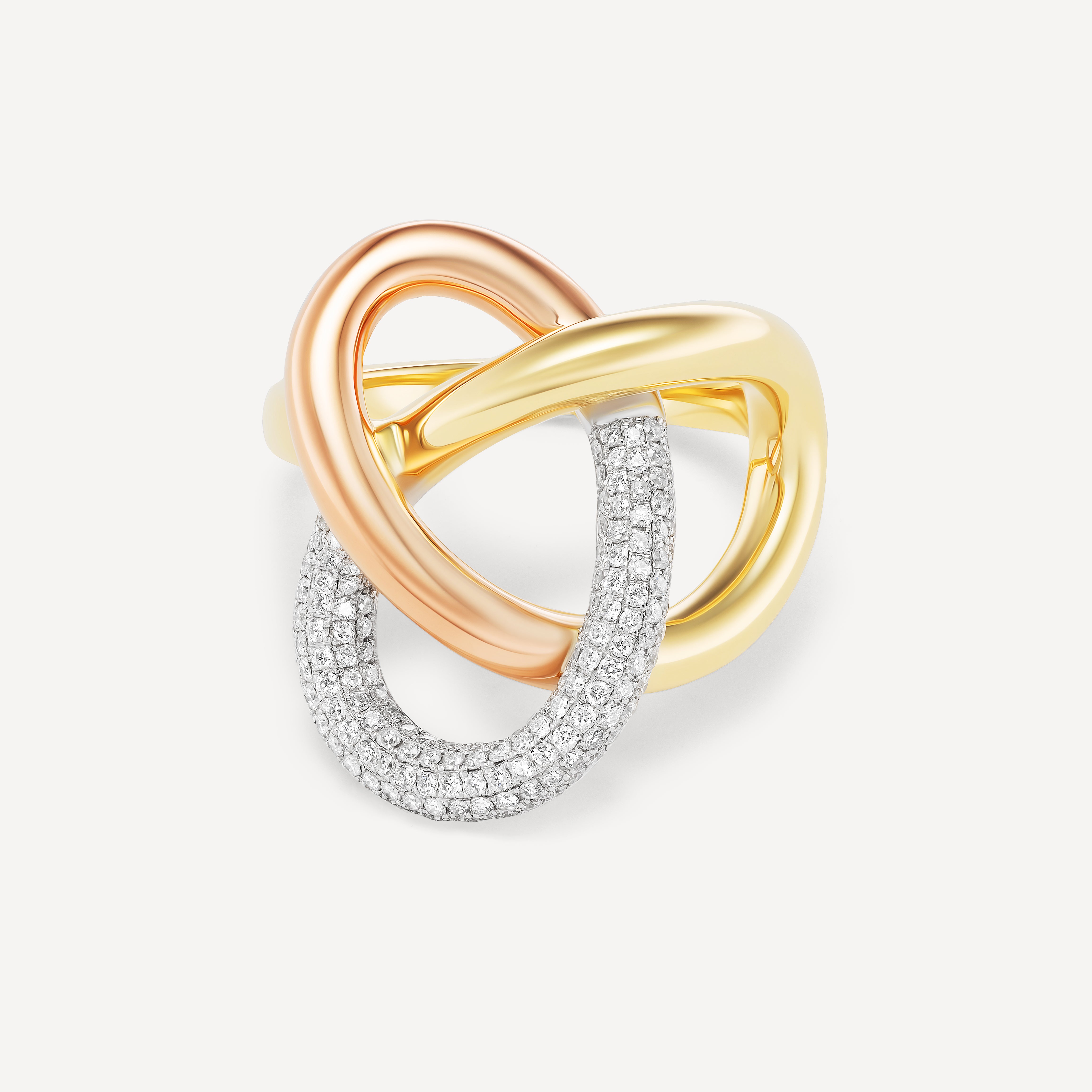 Large in 18K Three Gold w/ 1 Diamond Loop